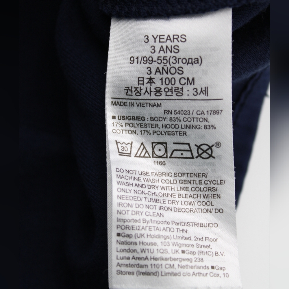 GapFit Toddler Navy Full Zip Hoodie Size 3T - Picture 4 of 4